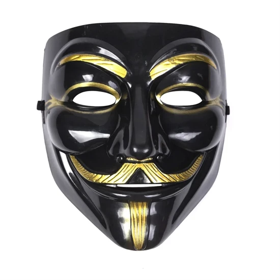 Guy Fawkes maszk - Anonymus maszk - V mint Vérbosszú maszk univerzáis méretben - fekete