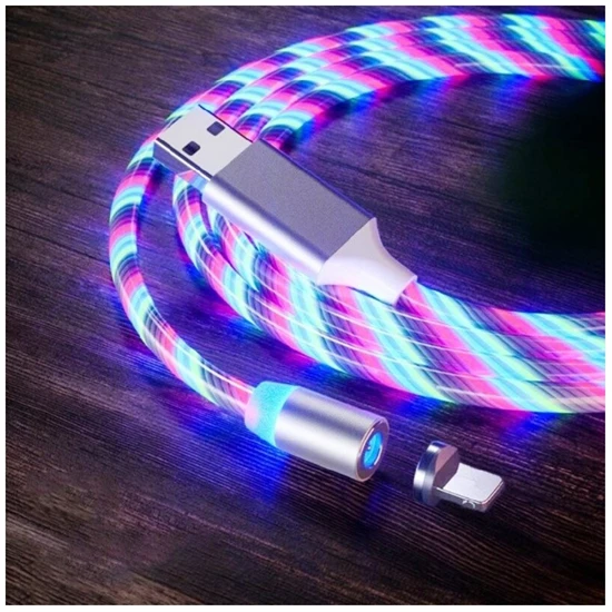 Lenyűgözően villogó mágneses USB töltőkábel cserélhető fejekkel – RGB