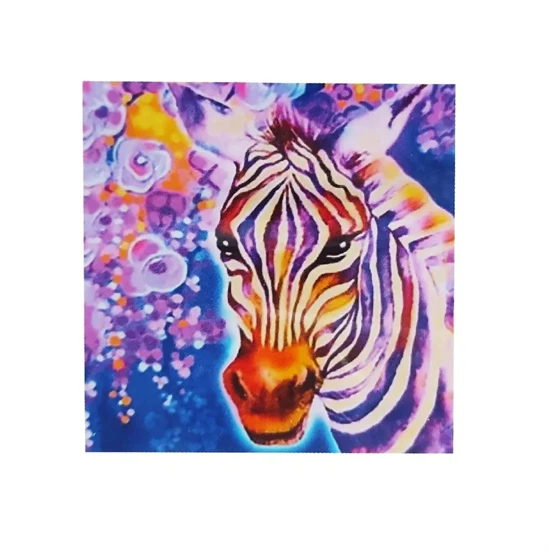 Kézműves strasszkő/gyémánt kirakó készlet sablonnal és strasszkövekkel - zebra - 20 x 20 cm