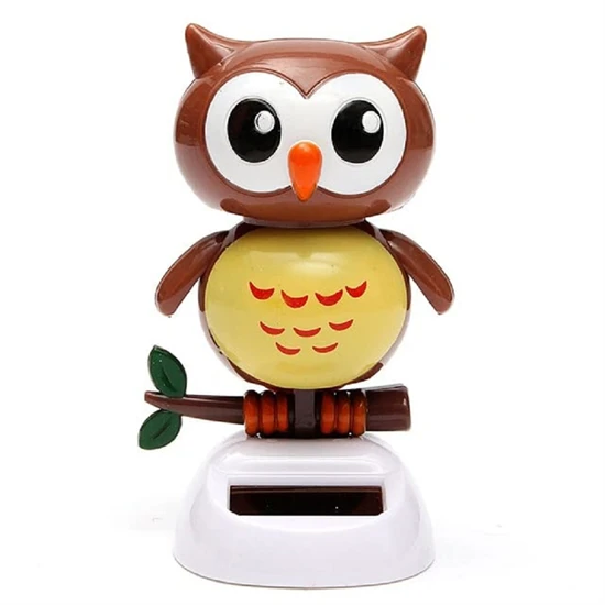 Bólogató bagoly - napelemes dísz autóba, íróasztalra