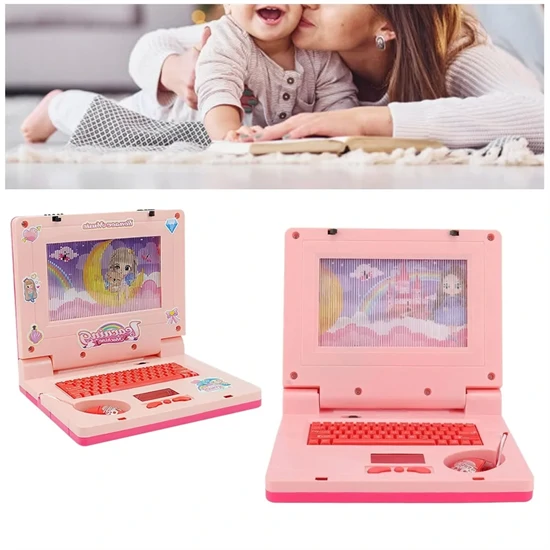 Készségfejlesztő játék laptop kislányoknak - mozgó képernyővel, zenével és fényhatásokkal