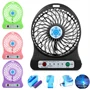 Mini hordozható akkus ventilátor LED fénnyel
