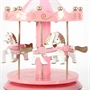 Felhúzható, zenélő- forgó körhinta lovacskákkal gyerekszobába - 11 x 18 cm - rózsaszín