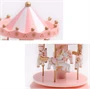 Felhúzható, zenélő- forgó körhinta lovacskákkal gyerekszobába - 11 x 18 cm - rózsaszín