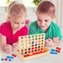 Fából készült táblás ötödölő társasjáték 42 koronggal - készségfejlesztő, logikai társasjáték